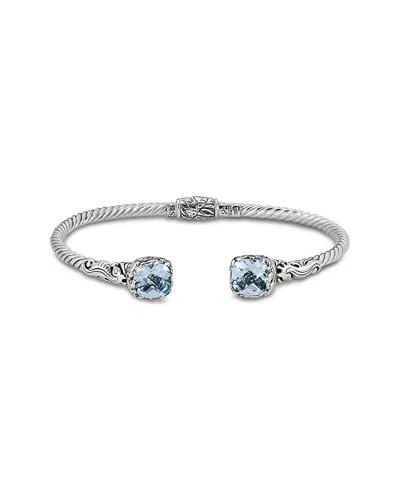 Samuel B. 18k & Silver 4.20 Ct. Tw. Blue Topaz Seahorse Bangle Bracelet In Metallic