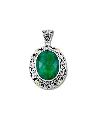 Samuel B. 18k & Silver 4.95 Ct. Tw. Emerald Pendant In Green