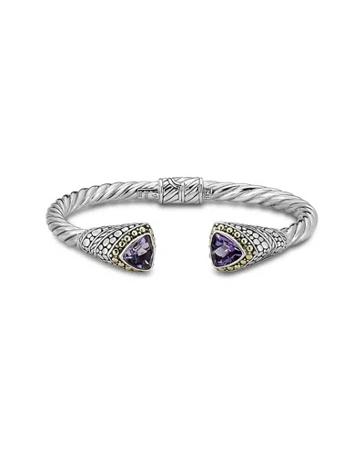 SAMUEL B. SAMUEL B. 18K & SILVER 5.60 CT. TW. AMETHYST CABLE BANGLE BRACELET