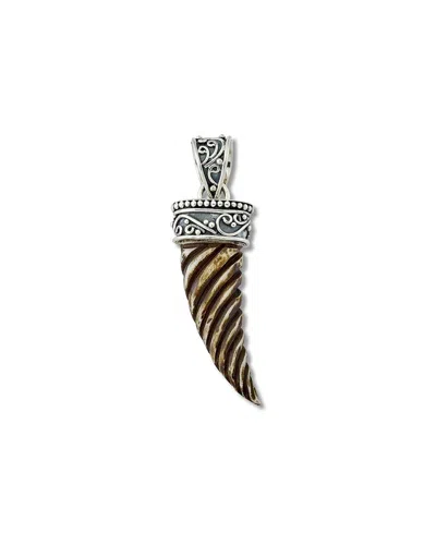 Samuel B. 18k & Silver 6.50 Ct. Tw. Bovine Bone Carved Pendant In Brown