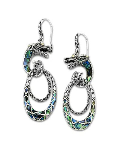 SAMUEL B. SAMUEL B. 18K & SILVER ABALONE DRAGON EARRINGS