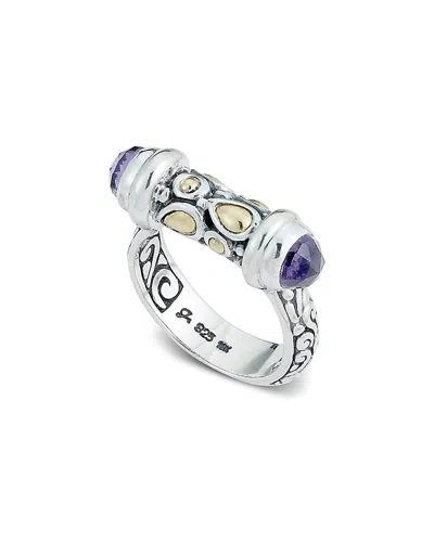 Samuel B. 18k Yellow Gold & Sterling Silver Amethyst Bullet Ring In Purple