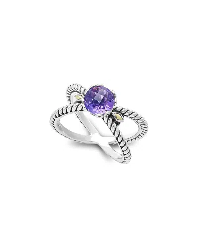 Samuel B. Sterling Silver & 18k Gold Semiprecious Stone Crossover Band Ring In Purple