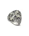 Samuel B. 18k & Silver Bali Design Cross Ring
