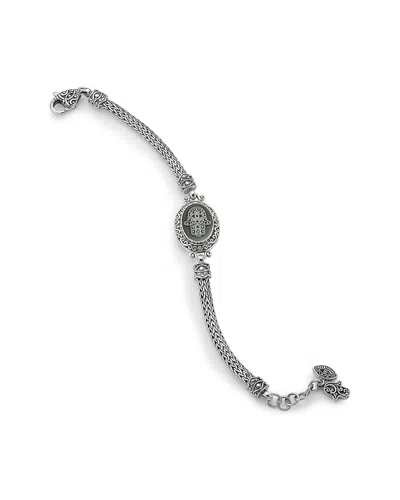 SAMUEL B. SAMUEL B. 18K & SILVER BLACK AGATE HAMSA BRACELET