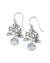 Samuel B. 18k & Silver Blue Topaz Tree With Owl Earrings