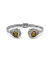 Samuel B. 18k & Silver Carved Amber Zebra Print Bangle Bracelet