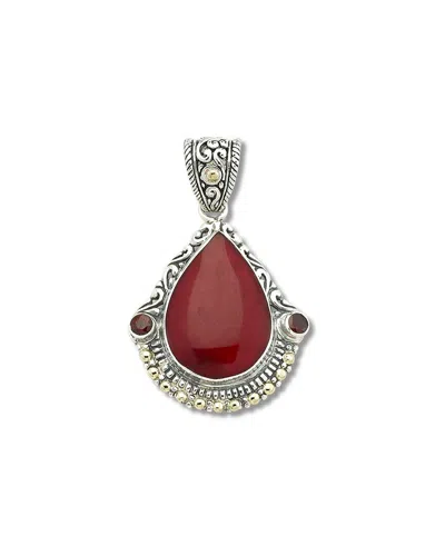 Samuel B. 18k & Silver Coral And Garnet Pendant