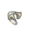 Samuel B. 18k & Silver Hammered & Dot Bypass Ring