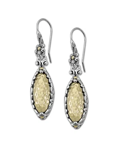 Samuel B. Two-tone Hammered Marquis Drop Earrings In Silver And Gold