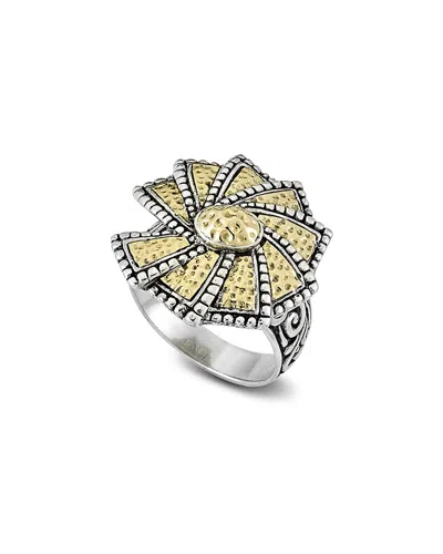 Samuel B. 18k & Silver Hammered Wheel Ring In Silver And Gold