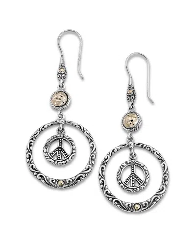 Samuel B. 18k Peace Sign Drop Earrings In Silver