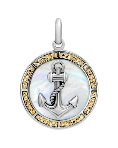 Samuel B. 18k & Silver Pearl Anchor Pendant In Burgundy