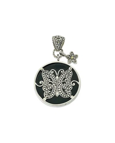 Samuel B. 18k & Silver Pearl Butterfly Pendant In Black