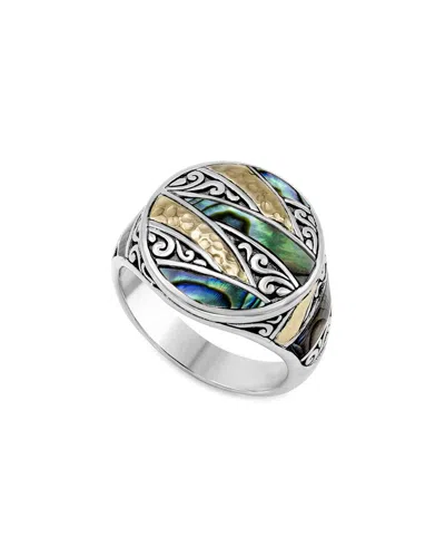 SAMUEL B. SAMUEL B. 18K & SILVER PEARL HAMMERED RING