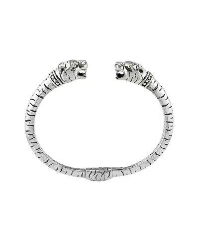 Samuel B. 18k & Silver Tiger Bangle Bracelet