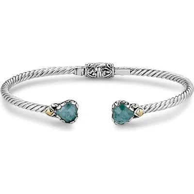 Samuel B. 18k Gold & Sterling Silver Aquamarine Cuff Bracelet In Multi
