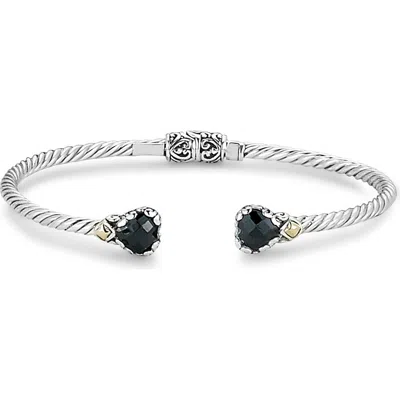 Samuel B. 18k Gold & Sterling Silver Black Spinel Cuff Bracelet