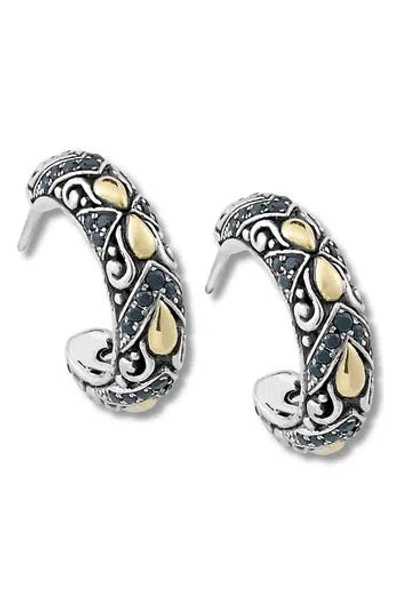 Samuel B. 18k Gold & Sterling Silver Hoop Earrings In Metallic