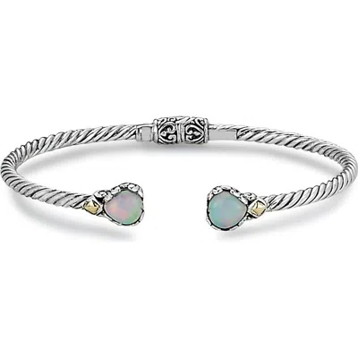 Samuel B. 18k Gold And Sterling Silver Opal Heart Cuff Bracelet In Multi