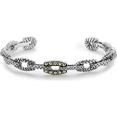 Samuel B. 18k Gold & Sterling Silver Paper Clip Bangle Bracelet In Multi