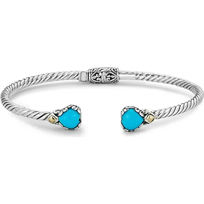 Samuel B. 18k Gold And Sterling Silver Sleeping Beauty Turquoise Bangle In Blue
