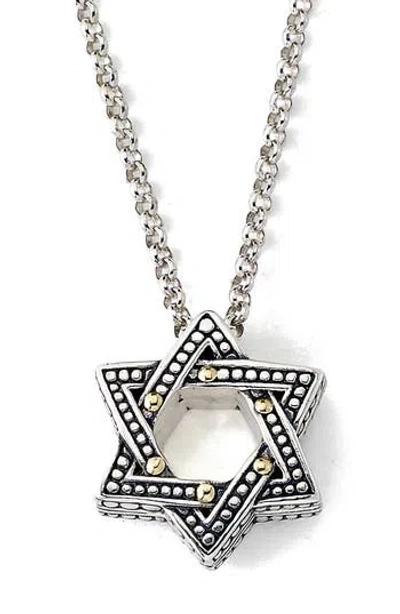 Samuel B. 18k Gold & Sterling Silver Star Of David Pendant Necklace In Silver And Gold