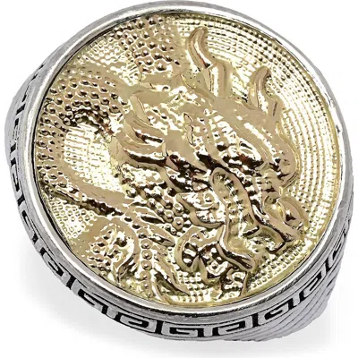 Samuel B. 18k Gold & Sterling Silver Two-tone Dragon Medallion Ring