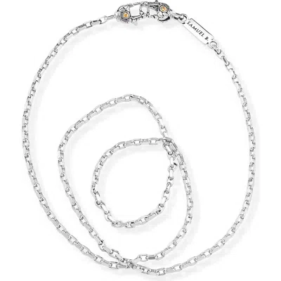 Samuel B. 18k Gold & Sterling Silver Venetian Box Chain Necklace