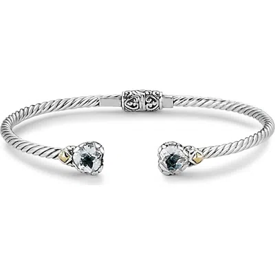 Samuel B. 18k Gold & Sterling Silver White Topaz Bypass Bangle