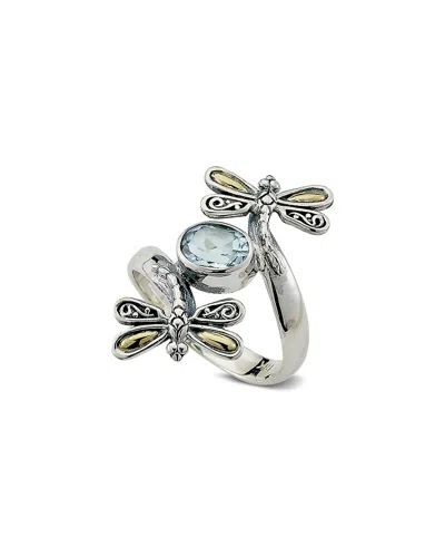 SAMUEL B. SAMUEL B. 18K OVER SILVER 1.10 CT. TW. BLUE TOPAZ DRAGONFLY RING