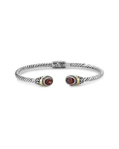 Samuel B. 18k Over Silver 1.90 Ct. Tw. Garnet Hinge Bangle Bracelet