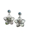 Samuel B. 18k Over Silver 6mm Pearl Flower Earrings In Green