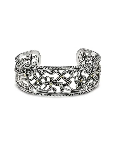 Samuel B. 18k Over Silver Cross Bangle Bracelet In Metallic