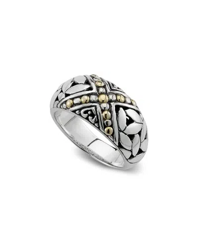 Samuel B. 18k Over Silver Leaf Design Ring In White