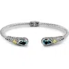 Samuel B. 18k Yellow Gold & Sterling Silver Blue Topaz Bangle Bracelet In Blue