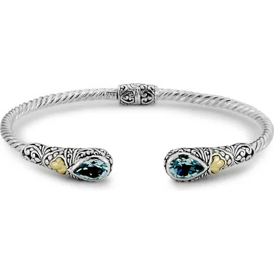 Samuel B. 18k Yellow Gold & Sterling Silver Blue Topaz Bangle Bracelet