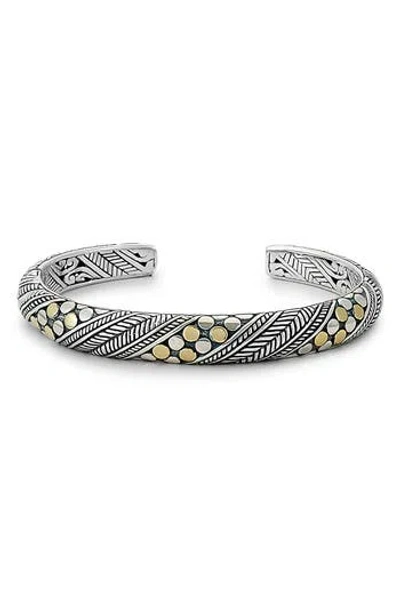 Samuel B. 18k Yellow Gold & Sterling Silver Filigree Design Bangle In Silver/gold