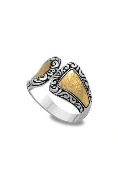 Samuel B. 18k Yellow Gold & Sterling Silver Hammered Ring In Silver/gold