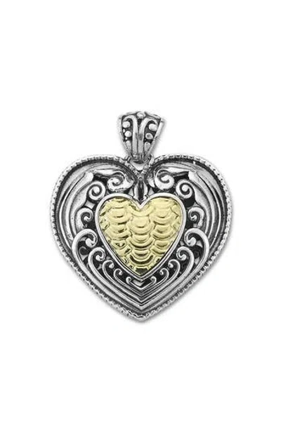 Samuel B. 18k Yellow Gold & Sterling Silver Heart Pendant In Metallic