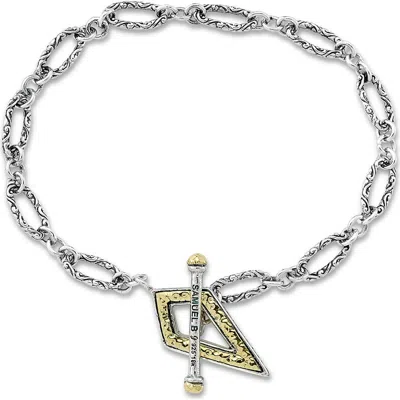 Samuel B. 18k Yellow Gold & Sterling Silver Paperclip Bracelet In Multi