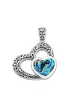 Samuel B. Silver Abalone Pearl Heart Pendant In Blue/green