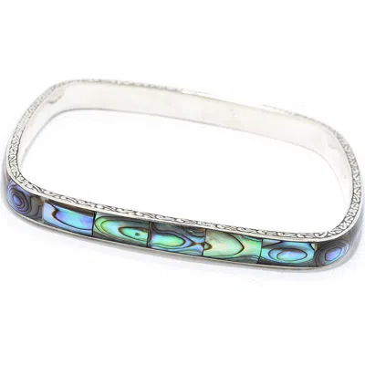 Samuel B. Abalone Shell Inlay Sterling Silver Bangle In Blue
