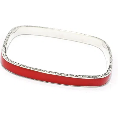 Samuel B. Abalone Shell Inlay Sterling Silver Bangle In Red