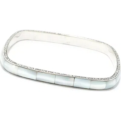 Samuel B. Abalone Shell Inlay Sterling Silver Bangle In White