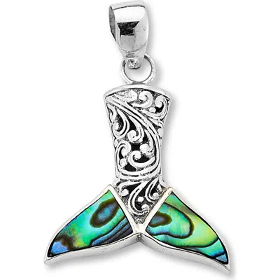 Samuel B. Abalone Whale Tail Pendant In Silver