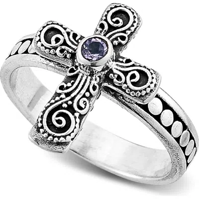 Samuel B. Amethyst Cross Ring In Brown