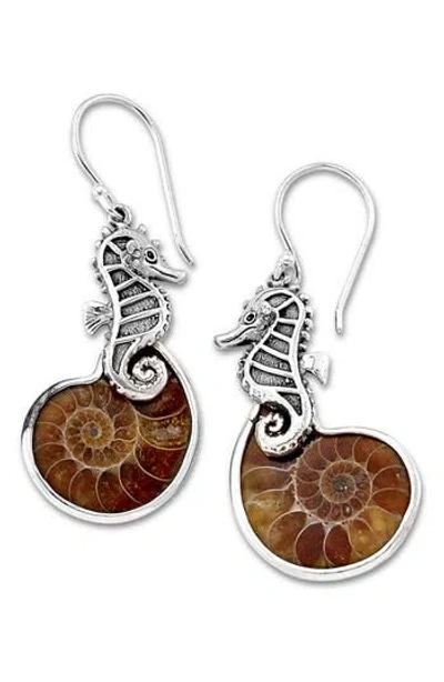 Samuel B. Ammonite Fossil Drop Earrings In Metallic