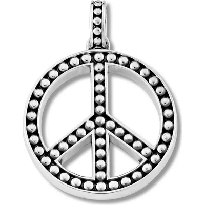 Samuel B. Beaded Peace Sign Pendant In Metallic