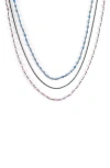 Samuel B. Beaded Rose Quartz & Blue Chalcedony Layered Necklace In Multi